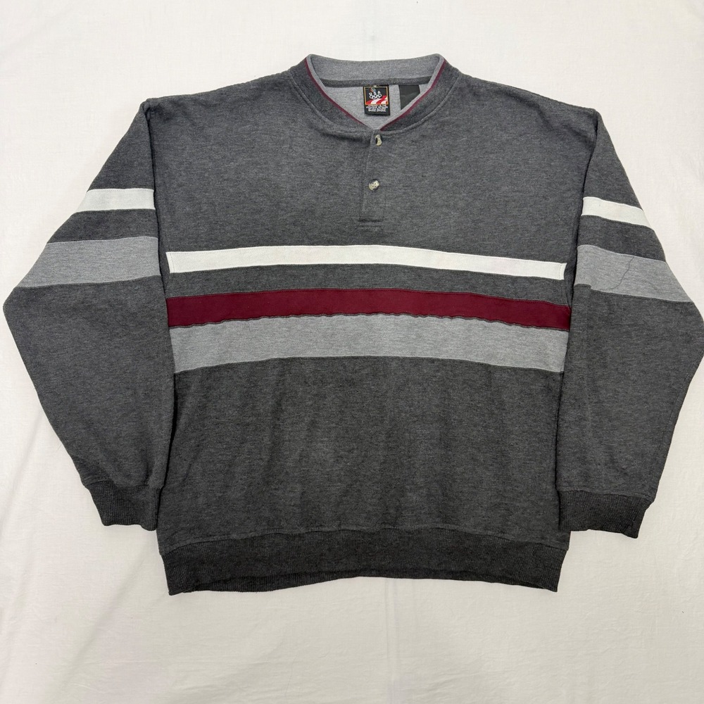 Vintage 90s USA Olympic Brand JCPenney Henley Sweatshirt Mens‎ XL Gray Pullover